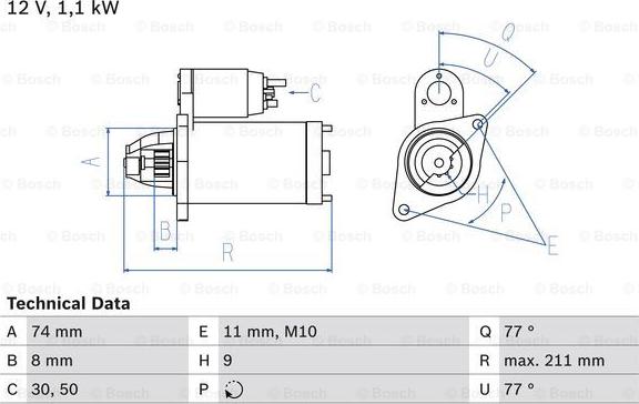 BOSCH 0 986 016 500 - Стартер autospares.lv