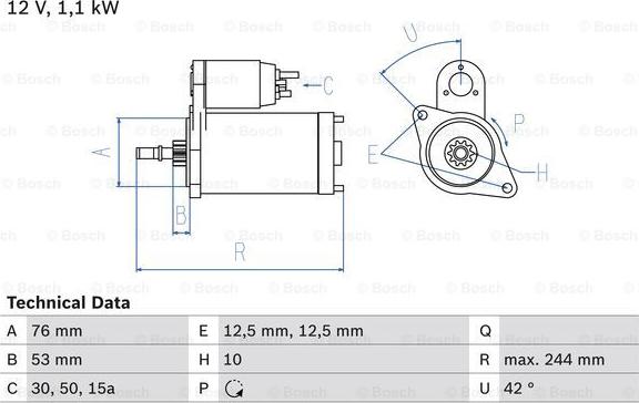 BOSCH 0 986 016 110 - Стартер autospares.lv