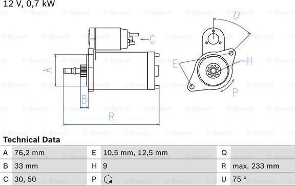 BOSCH 0 986 010 530 - Стартер autospares.lv