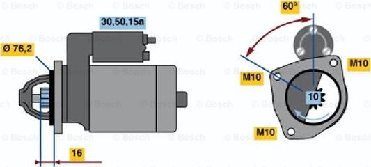 BOSCH 0 986 010 300 - Стартер autospares.lv