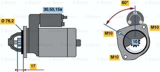 BOSCH 0 986 010 240 - Стартер autospares.lv