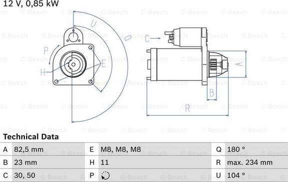 BOSCH 0 986 011 910 - Стартер autospares.lv