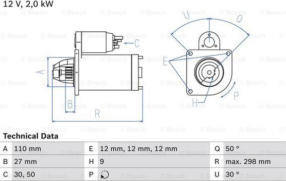 BOSCH 0 986 011 080 - Стартер autospares.lv