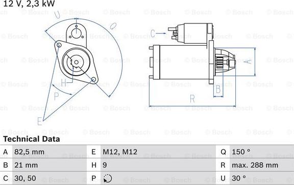 BOSCH 0 986 011 150 - Стартер autospares.lv