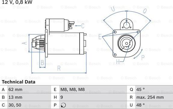 BOSCH 0 986 011 891 - Стартер autospares.lv