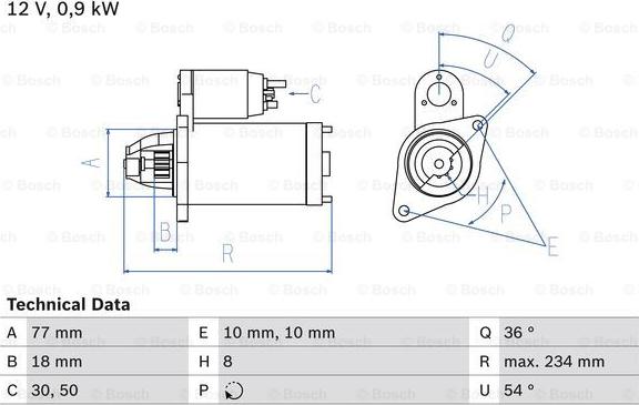 BOSCH 0 986 012 301 - Стартер autospares.lv