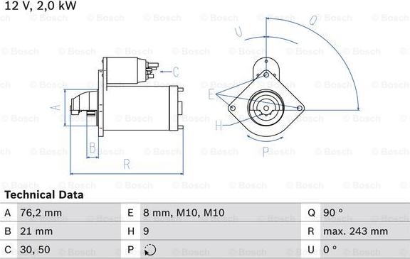 BOSCH 0 986 017 300 - Стартер autospares.lv