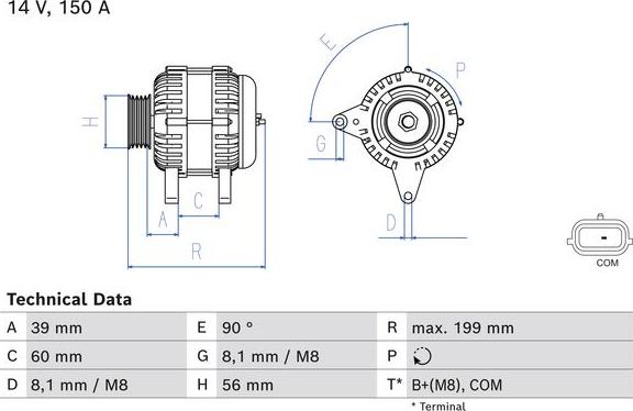 BOSCH 0 986 084 070 - Генератор autospares.lv