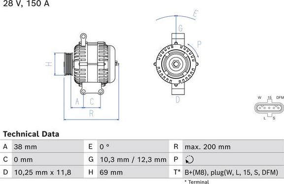 BOSCH 0 986 085 360 - Генератор autospares.lv