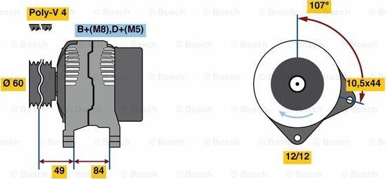 BOSCH 0 986 080 550 - Генератор autospares.lv