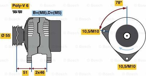 BOSCH 0 986 080 530 - Генератор autospares.lv