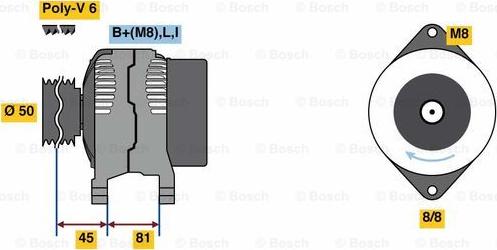 BOSCH 0 986 080 650 - Генератор autospares.lv