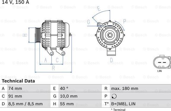 BOSCH 0 986 080 810 - Генератор autospares.lv