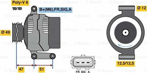 BOSCH 0 986 080 750 - Генератор autospares.lv