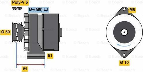 BOSCH 0 986 080 760 - Генератор autospares.lv