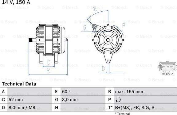 BOSCH 0 986 081 140 - Генератор autospares.lv