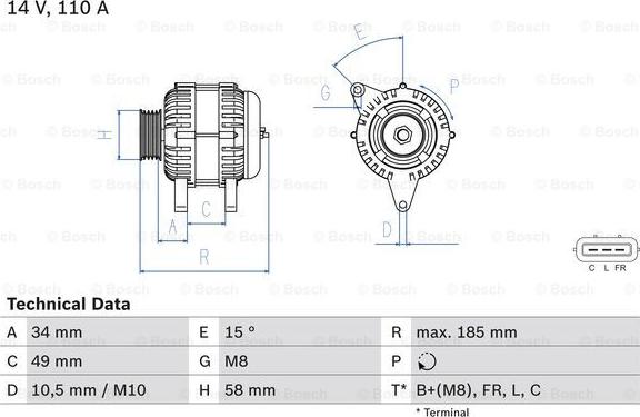 BOSCH 0 986 083 550 - Генератор autospares.lv