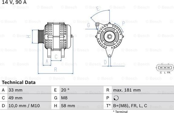 BOSCH 0 986 083 650 - Генератор autospares.lv