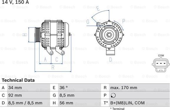 BOSCH 0 986 083 070 - Генератор autospares.lv