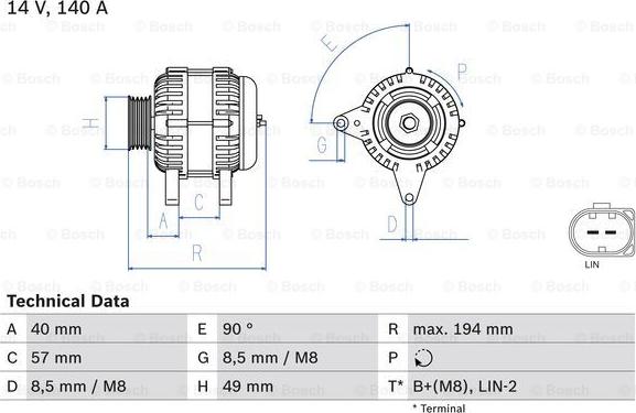 BOSCH 0 986 083 130 - Генератор autospares.lv