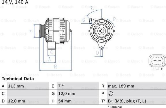 BOSCH 0 986 083 820 - Генератор autospares.lv