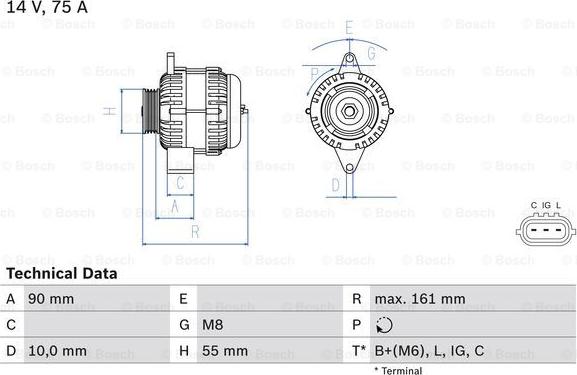 BOSCH 0 986 082 900 - Генератор autospares.lv