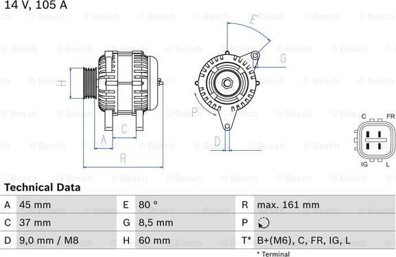 BOSCH 0 986 082 410 - Генератор autospares.lv