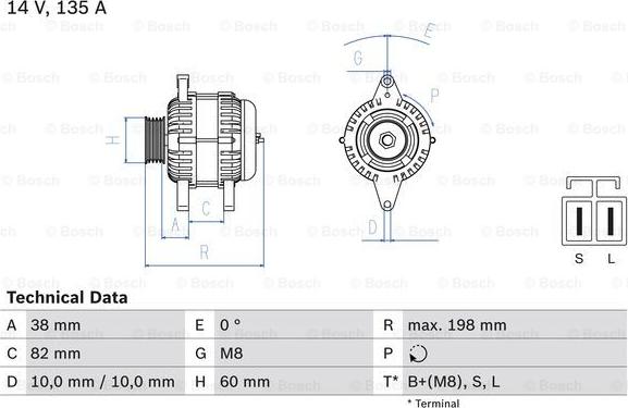 BOSCH 0 986 082 190 - Генератор autospares.lv