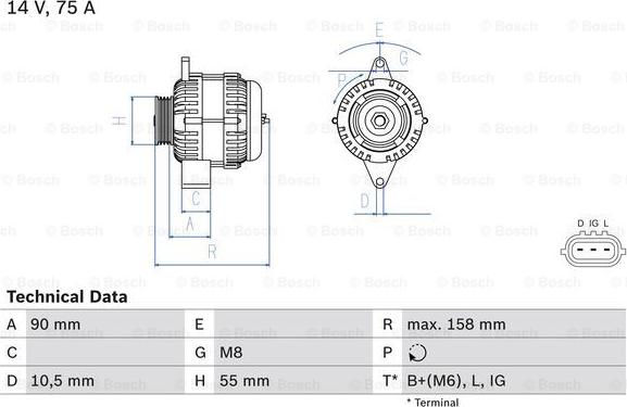 BOSCH 0 986 082 830 - Генератор autospares.lv