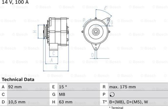 BOSCH 0 986 039 450 - Генератор autospares.lv