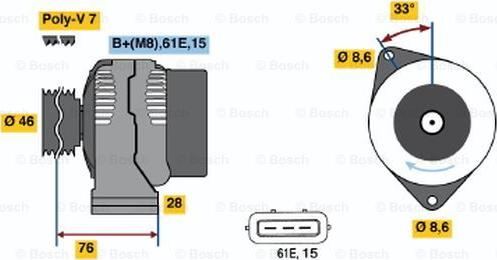 BOSCH 0 986 039 650 - Генератор autospares.lv