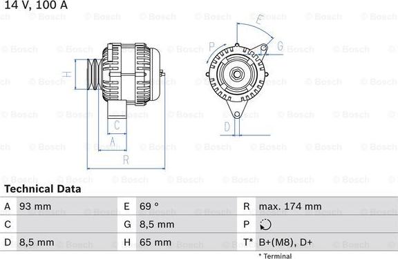 BOSCH 0 986 039 180 - Генератор autospares.lv