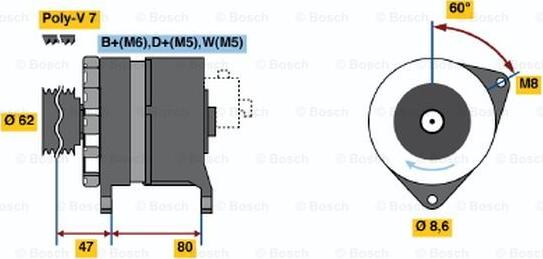 BOSCH 0 986 039 881 - Генератор autospares.lv