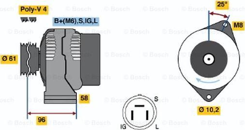 BOSCH 0 986 035 901 - Генератор autospares.lv