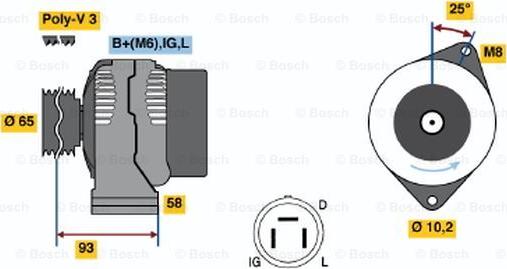 BOSCH 0 986 035 111 - Генератор autospares.lv