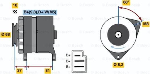 BOSCH 0 986 036 561 - Генератор autospares.lv