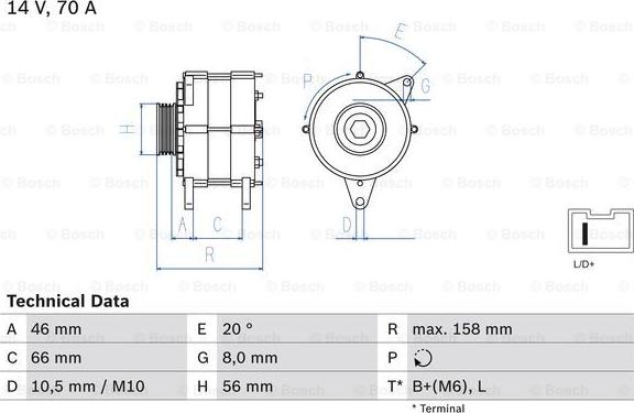 BOSCH 0 986 036 851 - Генератор autospares.lv