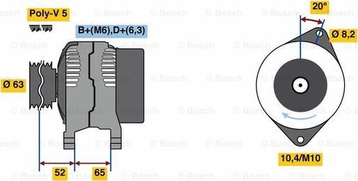 BOSCH 0 986 036 871 - Генератор autospares.lv