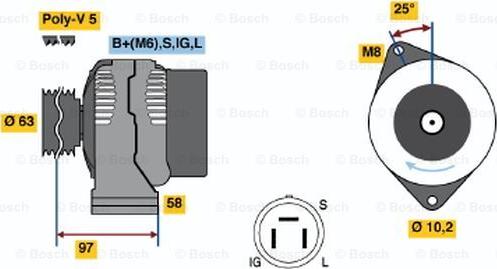 BOSCH 0 986 038 421 - Генератор autospares.lv