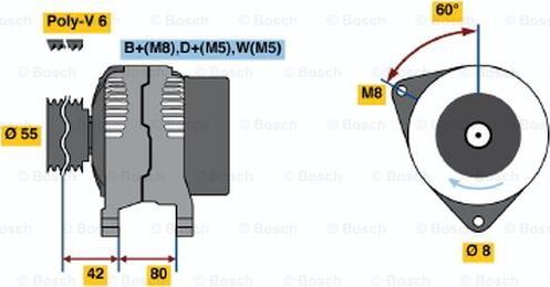 BOSCH 0 986 038 650 - Генератор autospares.lv