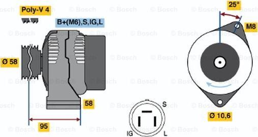 BOSCH 0 986 038 011 - Генератор autospares.lv