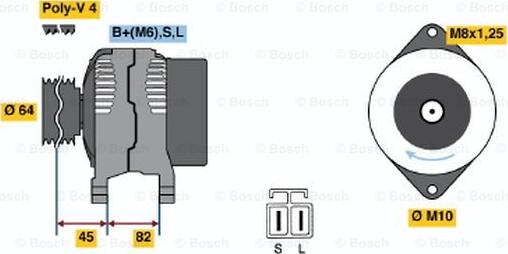 BOSCH 0 986 038 281 - Генератор autospares.lv