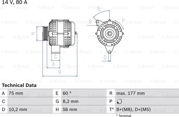 BOSCH 0 986 038 771 - Генератор autospares.lv