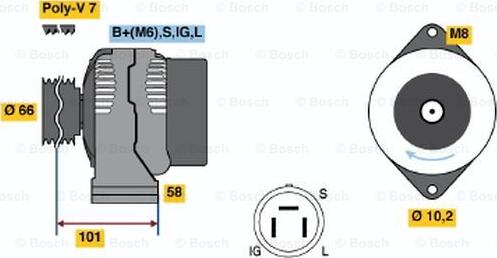 BOSCH 0 986 037 581 - Генератор autospares.lv