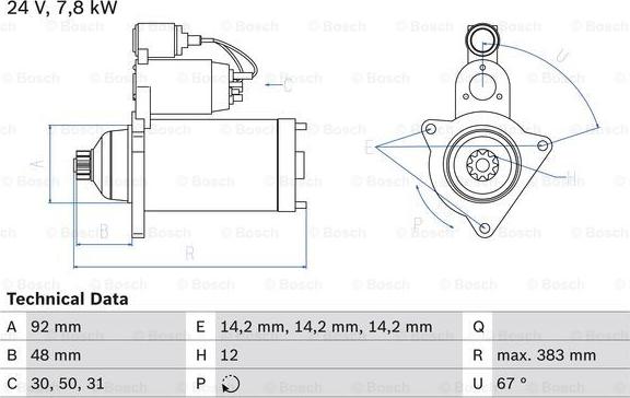 BOSCH 0 986 024 990 - Стартер autospares.lv