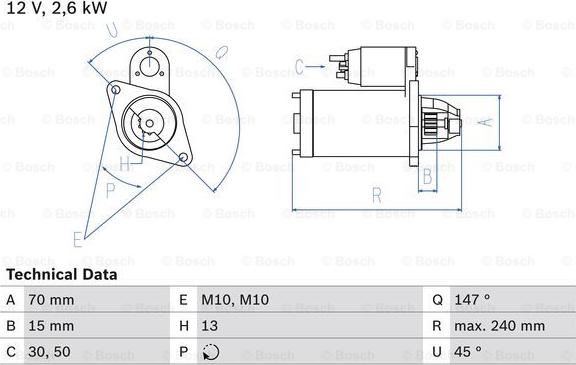 BOSCH 0 986 024 530 - Стартер autospares.lv