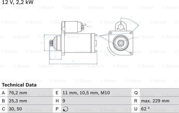 BOSCH 0 986 024 050 - Стартер autospares.lv