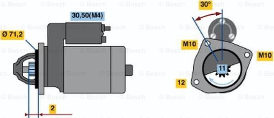 BOSCH 0 986 020 121 - Стартер autospares.lv