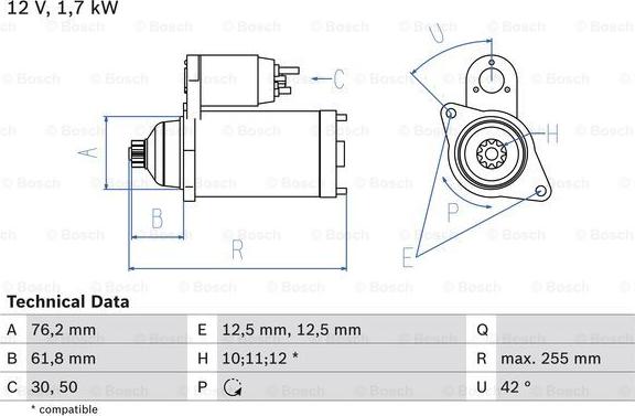 BOSCH 0 986 020 260 - Стартер autospares.lv