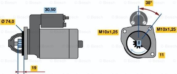 BOSCH 0 986 020 731 - Стартер autospares.lv